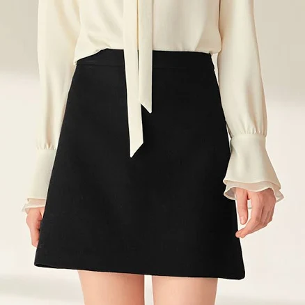 BAU by Bride And You [SAMPLE SALE] Divya Semi A-line Wool Crepe Mini Skirt_Black by W Concept