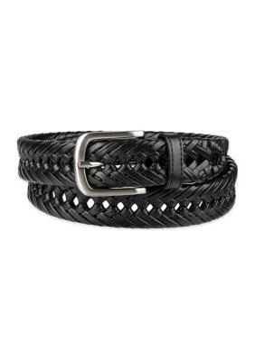 Saddlebred Men's Laced Double Weave Leather Braided Belt