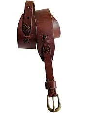Vintage Brown Laced Leather Belt Selected by FernMercantile