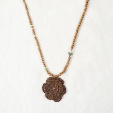 Crochet Rose Mixed Media Necklace