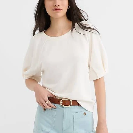 Loft Women's Pleated Puff Sleeve Sweatshirt