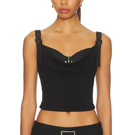 MARRKNULL Printed Pleated Corset Women Top