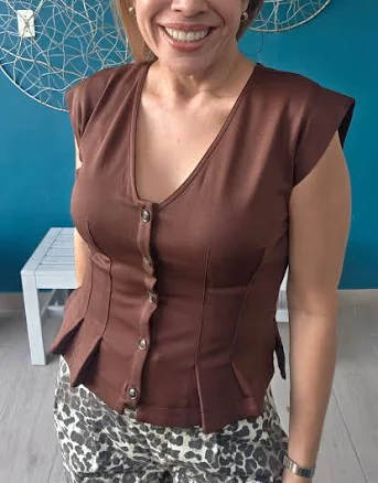 Pleated Button Down Top