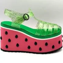 Sugar Thrillz Once In A Melon Platform Jelly Heels USA Women's 7 Watermelon