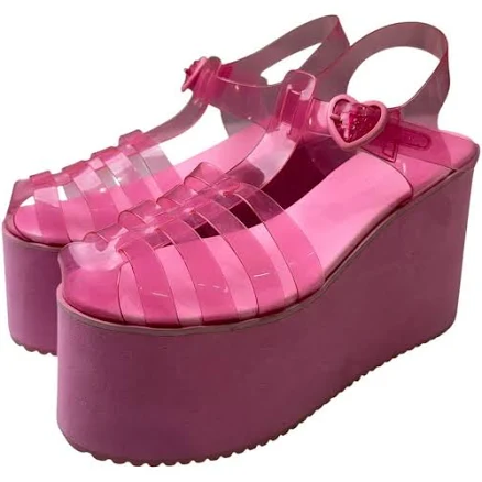 Sugar Thrillz Pink Jelly Platform Sandals, US Women's 10, Preloved