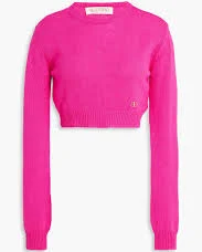 VALENTINO Women's Vlogo Cropped Cashmere Sweater