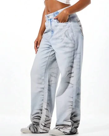 Tie Dye Wide Leg Baggy Denim Pants