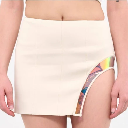 David KOMA H. Lorenzo Iridescent Cut-Out Mini Skirt