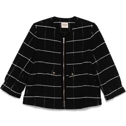 Saint Laurent 2010s Collarless Windowpane Coat