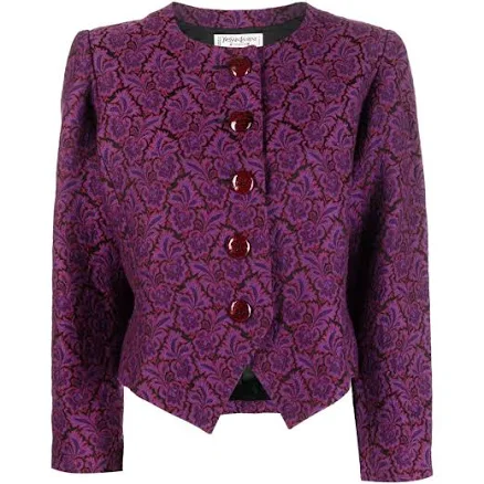 Saint Laurent Women's Floral Jacquard Collarless Jacket