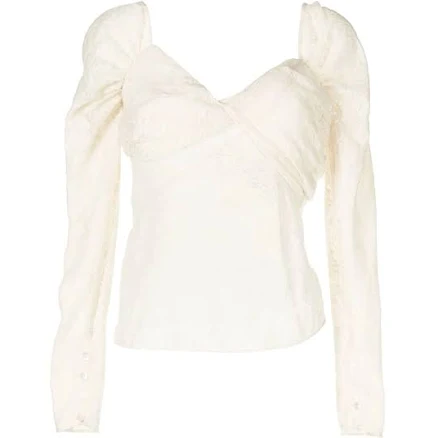 yuhan wang - semi-sheer lace top - women - Elastane/Polyester/Nylon - M - White