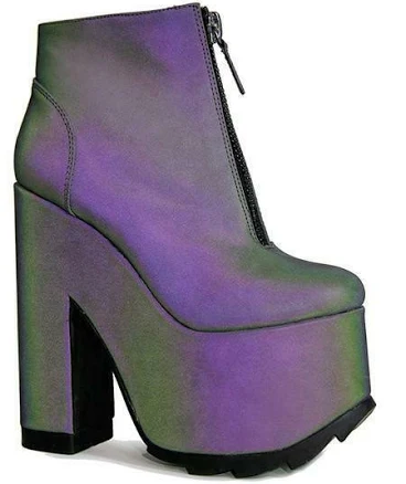 Reflective Nightmare Platform Boots