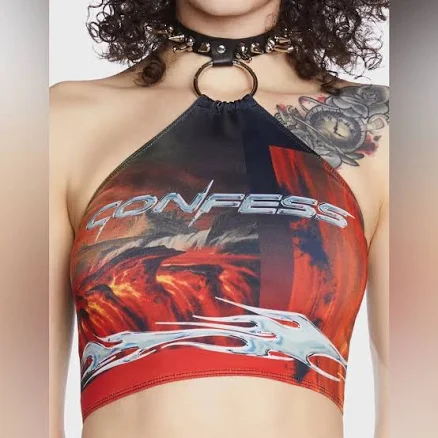 Namilia Confession Spiked Choker Crop Top