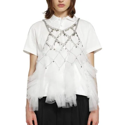 Noir Kei Ninomiya Metallic Star Chain Crop Top