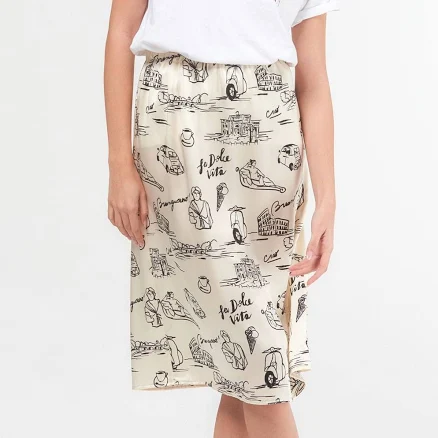 Dolce Vita Print Silk Midi Skirt