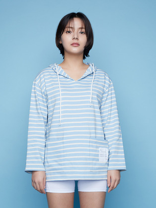 Sky Blue Striped Hoodie