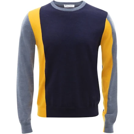 JW Anderson - colour-block long-sleeve jumper - men - Merino - L - Blue