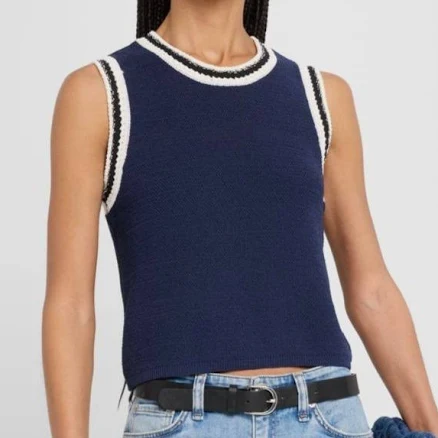 rag & bone Women's Meghan Striped Crochet-Trim Vest
