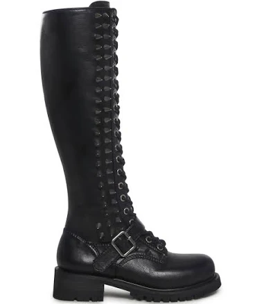 Spiked Knee High Lace Up Boots