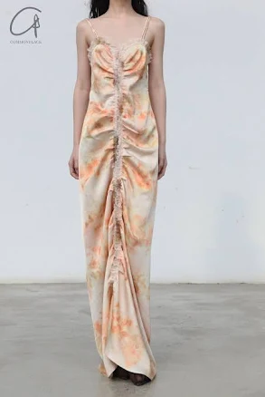 pengtai traditional Chinese medicine printed pleated midi dress PTS24C13-1 random