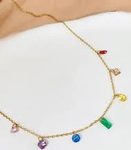 Rainbow Glass Bead Necklace