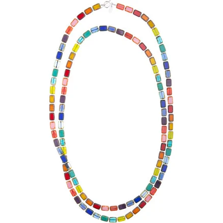 RAINBOW GLASS BEAD Long Necklace