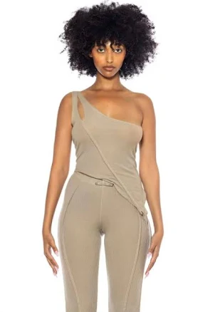Sami Miro Vintage Asymmetric One Shoulder Rib Tank