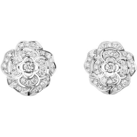 CHANEL Women's Bouton de Camélia White Gold Earrings