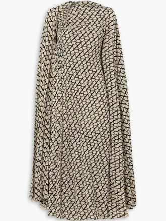Valentino Garavani Women's Cape-effect Pleated Silk Crepe de Chine Midi Dress