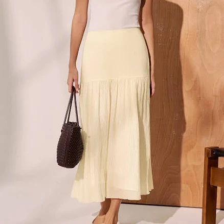 Pleated A-Line Midi Skirt