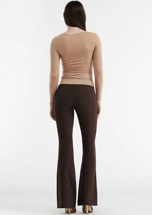 Claudia Long Sleeve Basic Top in Tan | Shop Tops by I.AM.GIA