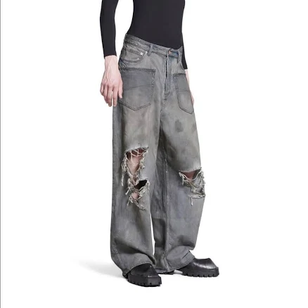 Balenciaga Patched Pockets Baggy Jeans - Blue - Unisex