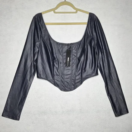 Fashion Nova Phoebe Faux Leather Corset Top 1xl Biker Goth Y2k Dark