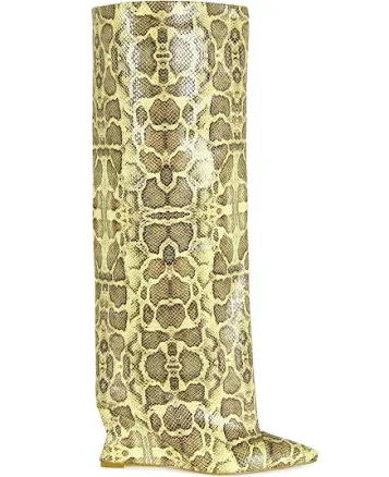 Azalea Wang Women's Kenya Snake Print Wedge Boots