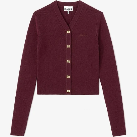 GANNI Mini Ribbed Merino Cardigan