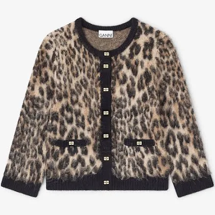 GANNI Alpaca Leopard Cardigan