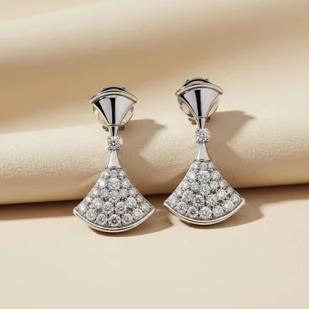Divas' Dream Round Moissanite Diamond Dangle Earrings