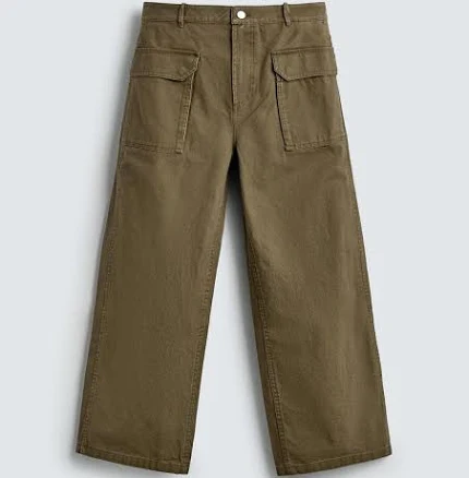 Zara Men's Wide Fit Pants with Belt Loop