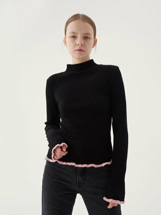 Black Half Neck Slim T-Shirt