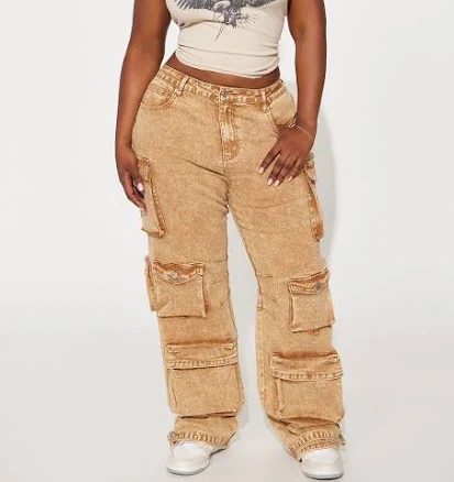 Fashion Nova Women's Devoted To It Stretch Cargo Straight Leg Jeans