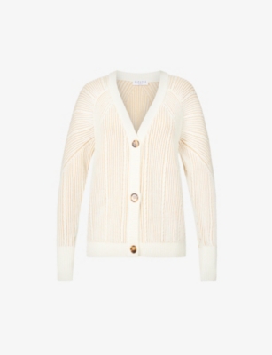 CLAUDIE PIERLOT - Mila two-tone cotton and wool blend knit cardigan