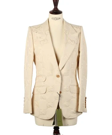 Gucci Off White Gg Signature Blazer Sport Coat Size 46 / 0 U.s. Jacket
