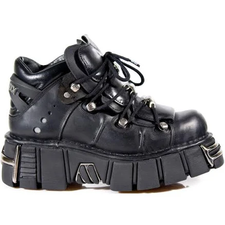 New Rock Unisex Black Leather Gothic Boots