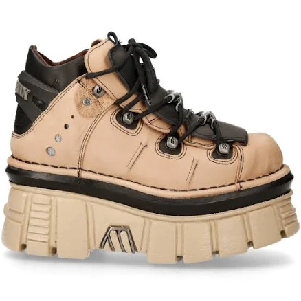 New Rock M-106-S40 Gothic Leather Ankle Platform Boots