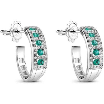 Damiani Belle Époque White Gold Diamond and Emerald Earrings