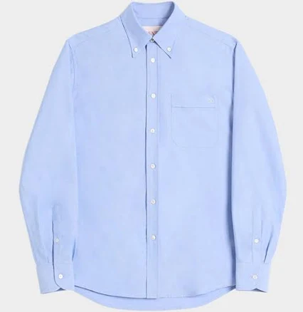 Valentino Garavani Men's VLogo Oxford Sport Shirt, Blue, Men's, 16.5, Shirts Tops Casual Button Down Sport Shirts
