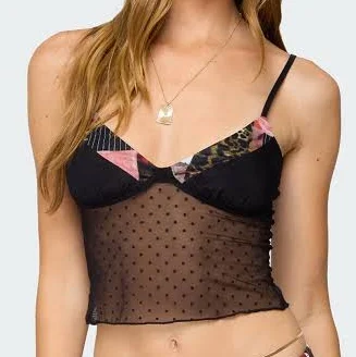 Edikted Women's Kylo Sleeveless Sheer Mesh Top