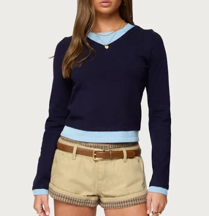 Edikted Women's Marthie Layered Knit V-Neck Top