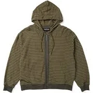 Y.E.S Stripe Single Zip-up Hoodie - Khaki / S