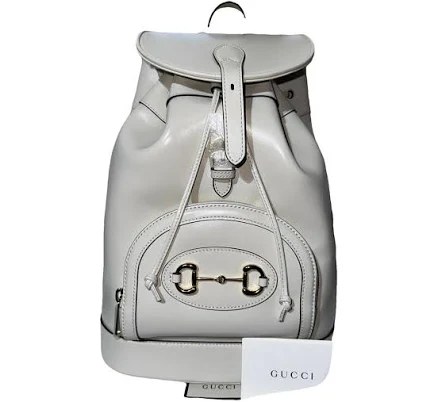 GUCCI White Leather Horsebit 1955 Backpack